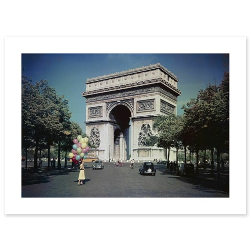 L'Arc de triomphe de l'Étoile, côté ouest, depuis l'avenue de la Grande-Armée (affiches d'art)