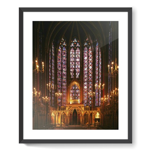 Sainte-Chapelle de Paris, chapelle haute, tribune des reliques et verrières de l'abside (affiches d'art encadrées)