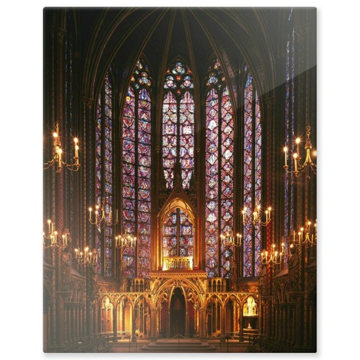 Sainte-Chapelle de Paris, chapelle haute, tribune des reliques et verrières de l'abside (panneaux aluminium)