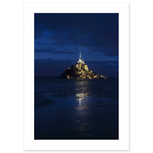 Mont-Saint-Michel, illumination du Mont et de la passerelle pendant les grandes marées des 20 et 21 mars 2015 (affiches d'art)