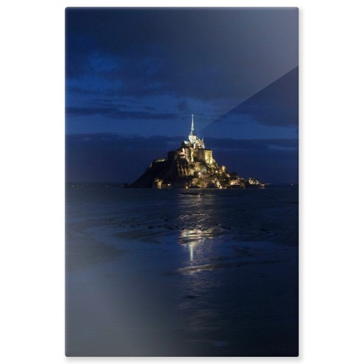 Mont-Saint-Michel, illumination du Mont et de la passerelle pendant les grandes marées des 20 et 21 mars 2015 (panneaux aluminium)