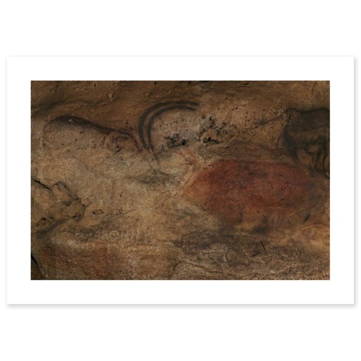 Grotte de Font-de-Gaume, rennes noir et rouge, dit aussi panneau des rennes affrontés (art prints)