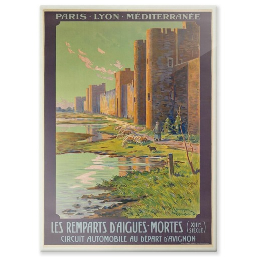 Les Remparts d'Aigues-Mortes (XIIIe siècle). Circuit automobile au départ d'Avignon (panneaux aluminium)