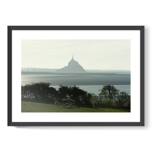 Silhouette du Mont-Saint-Michel vue du nord, près de la commune de Genêts (affiches d'art encadrées)