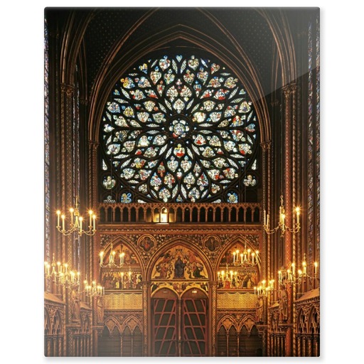 Sainte-Chapelle de Paris, chapelle haute, portail d'entrée et rose ouest (panneaux aluminium)