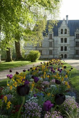 Château d'Azay-le-Rideau, façade nord et escalier d'honneur vus de l'entrée du domaine
