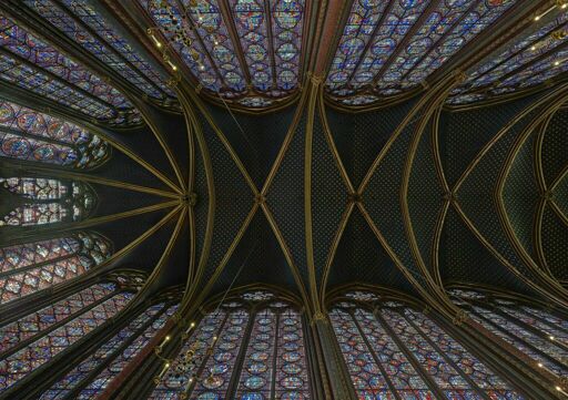 Sainte-Chapelle de Paris, chapelle haute, voûte de l'abside et d'une partie de la nef