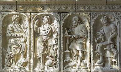 Quatre évangélistes et leurs attributs