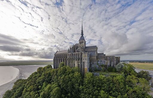 Abbaye du Mont-Saint-Michel, vue aérienne depuis le nord