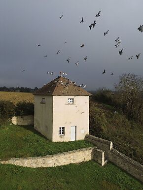 Château de Chareil-Cintrat, vue aérienne du pigeonnier
