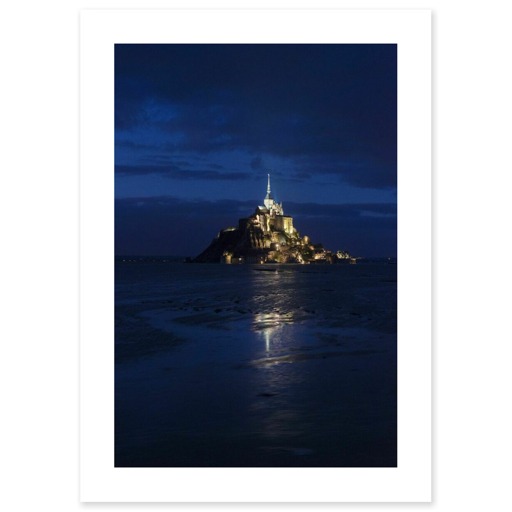 Mont-Saint-Michel, illumination du Mont et de la passerelle pendant les grandes marées des 20 et 21 mars 2015 (art prints)