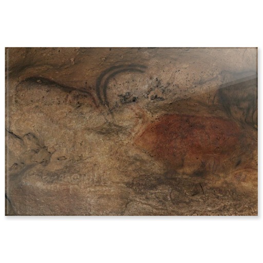 Grotte de Font-de-Gaume, rennes noir et rouge, dit aussi panneau des rennes affrontés (panneaux acryliques)
