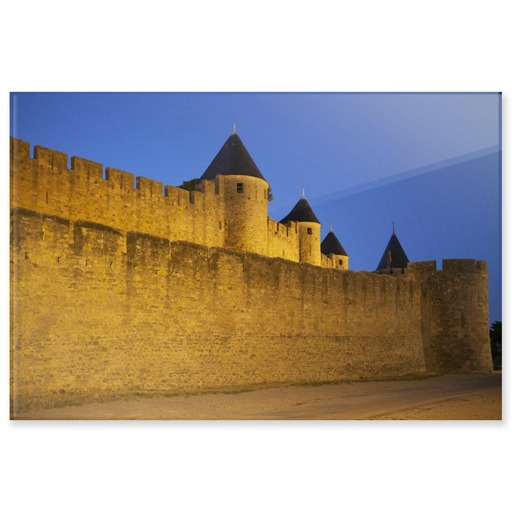 Cité de Carcassonne,, front sud, enceinte extérieure, tour Cautière (panneaux acryliques)