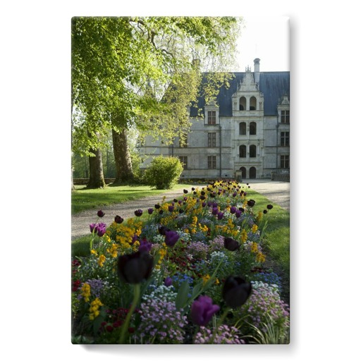 Château d'Azay-le-Rideau, façade nord et escalier d'honneur vus de l'entrée du domaine (stretched canvas)