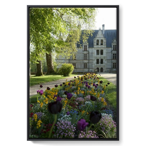 Château d'Azay-le-Rideau, façade nord et escalier d'honneur vus de l'entrée du domaine (toiles encadrées)