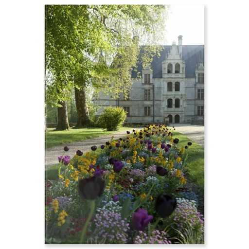 Château d'Azay-le-Rideau, façade nord et escalier d'honneur vus de l'entrée du domaine (acrylic panels)