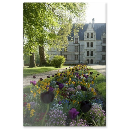 Château d'Azay-le-Rideau, façade nord et escalier d'honneur vus de l'entrée du domaine (aluminium panels)