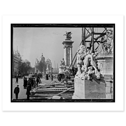 La construction du Pavillon de l'Italie et du pont Alexandre III (canvas without frame)