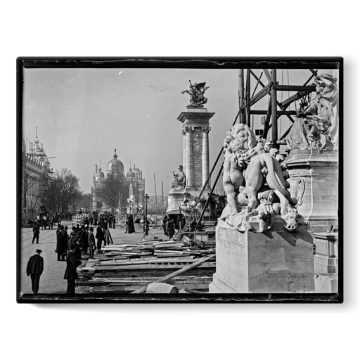 La construction du Pavillon de l'Italie et du pont Alexandre III (stretched canvas)