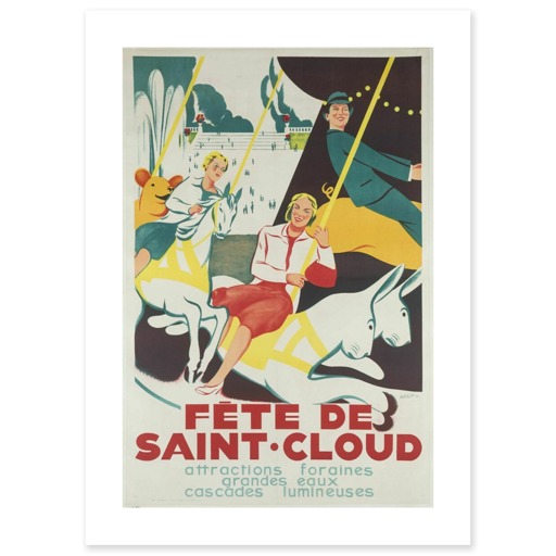 Fête de Saint-Cloud. Attractions foraines / grandes eaux / cascades lumineuses (art prints)