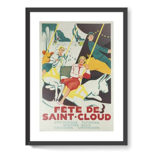Fête de Saint-Cloud. Attractions foraines / grandes eaux / cascades lumineuses (framed art prints)