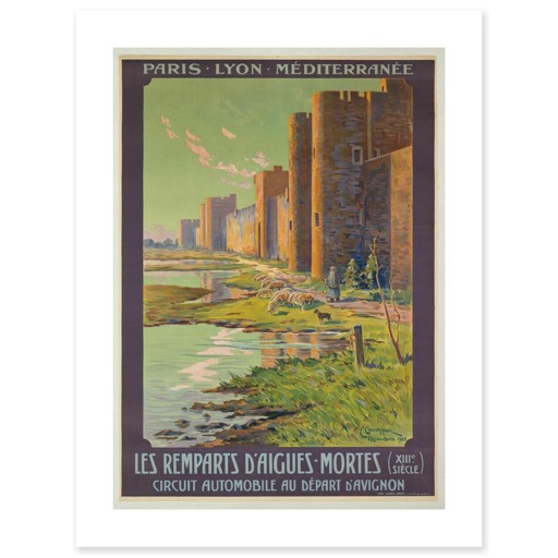 Les Remparts d'Aigues-Mortes (XIIIe siècle). Circuit automobile au départ d'Avignon (affiches d'art)