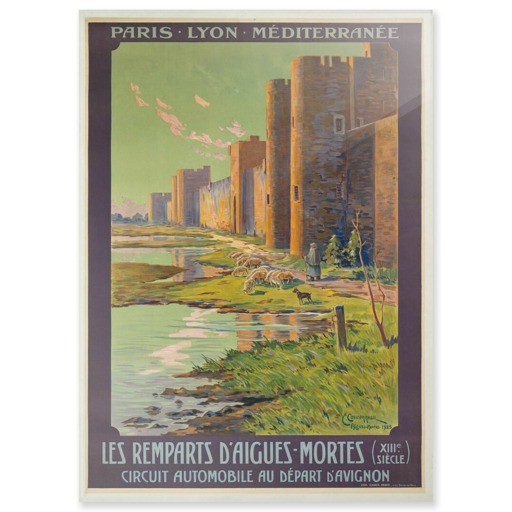 Les Remparts d'Aigues-Mortes (XIIIe siècle). Circuit automobile au départ d'Avignon (panneaux acryliques)
