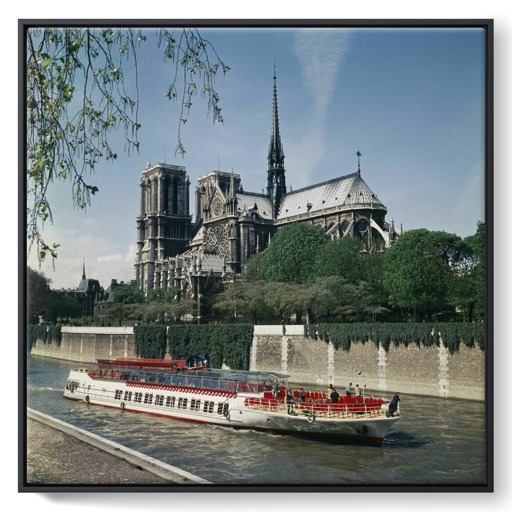 Cathédrale Notre-Dame de Paris et square Jean-XXIII vus depuis le quai de Montebello (toiles encadrées)
