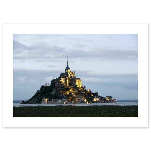 Mont-Saint-Michel, illumination du Mont et de la passerelle pendant les grandes marées des 20 et 21 mars 2015 (canvas without frame)