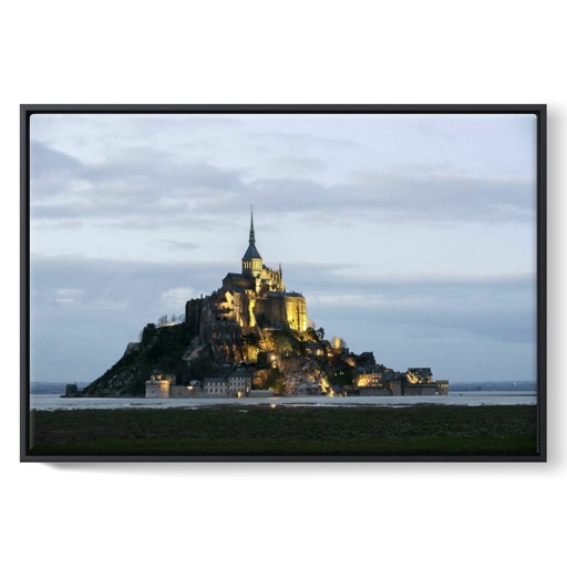 Mont-Saint-Michel, illumination du Mont et de la passerelle pendant les grandes marées des 20 et 21 mars 2015 (framed canvas)