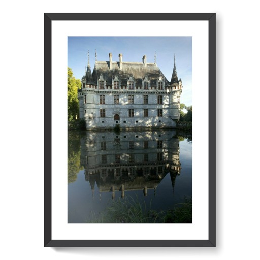 Château d'Azay-le-Rideau, vue d'ensemble de la façade ouest (affiches d'art encadrées)