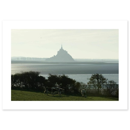 Silhouette du Mont-Saint-Michel vue du nord, près de la commune de Genêts (affiches d'art)