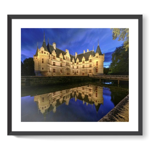 Château d'Azay-le-Rideau, façade sur cour de nuit (affiches d'art encadrées)