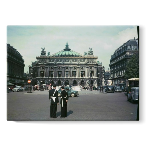 Place de l'Opéra à Paris ; à l'arrière-plan, l'opéra Garnier (stretched canvas)