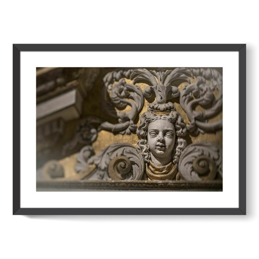 Château des ducs d'Épernon, appartement de la reine, première antichambre de la reine, détail du décor sculpté de la cheminée (framed art prints)