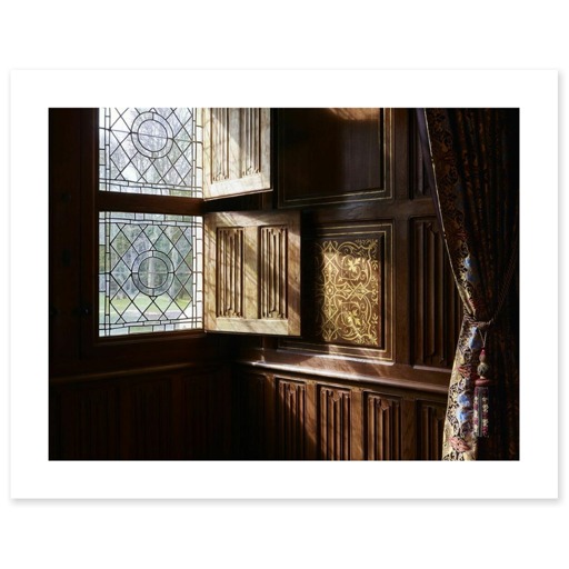 Château d'Azay-le-Rideau, salle de billard, détail des vitraux (toiles sans cadre)