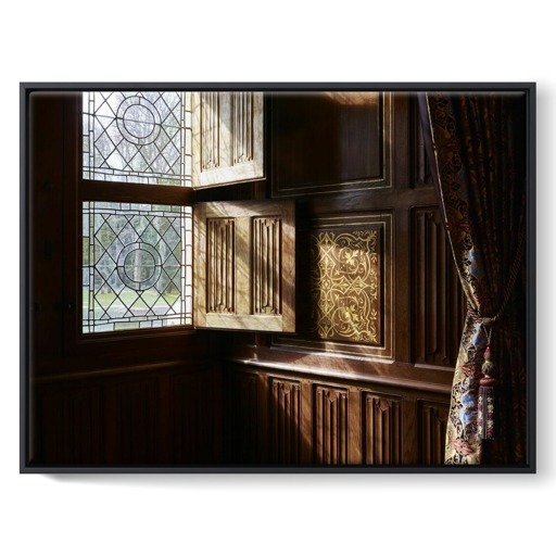 Château d'Azay-le-Rideau, salle de billard, détail des vitraux (toiles encadrées)